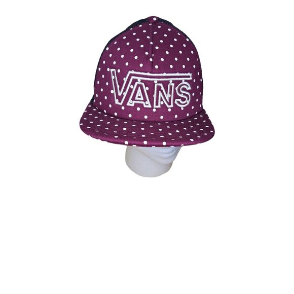 Vans Off The Wall Snapback Hat Maroon Polkadot Big Logo Skater Casual Streetwear - Picture 1 of 5